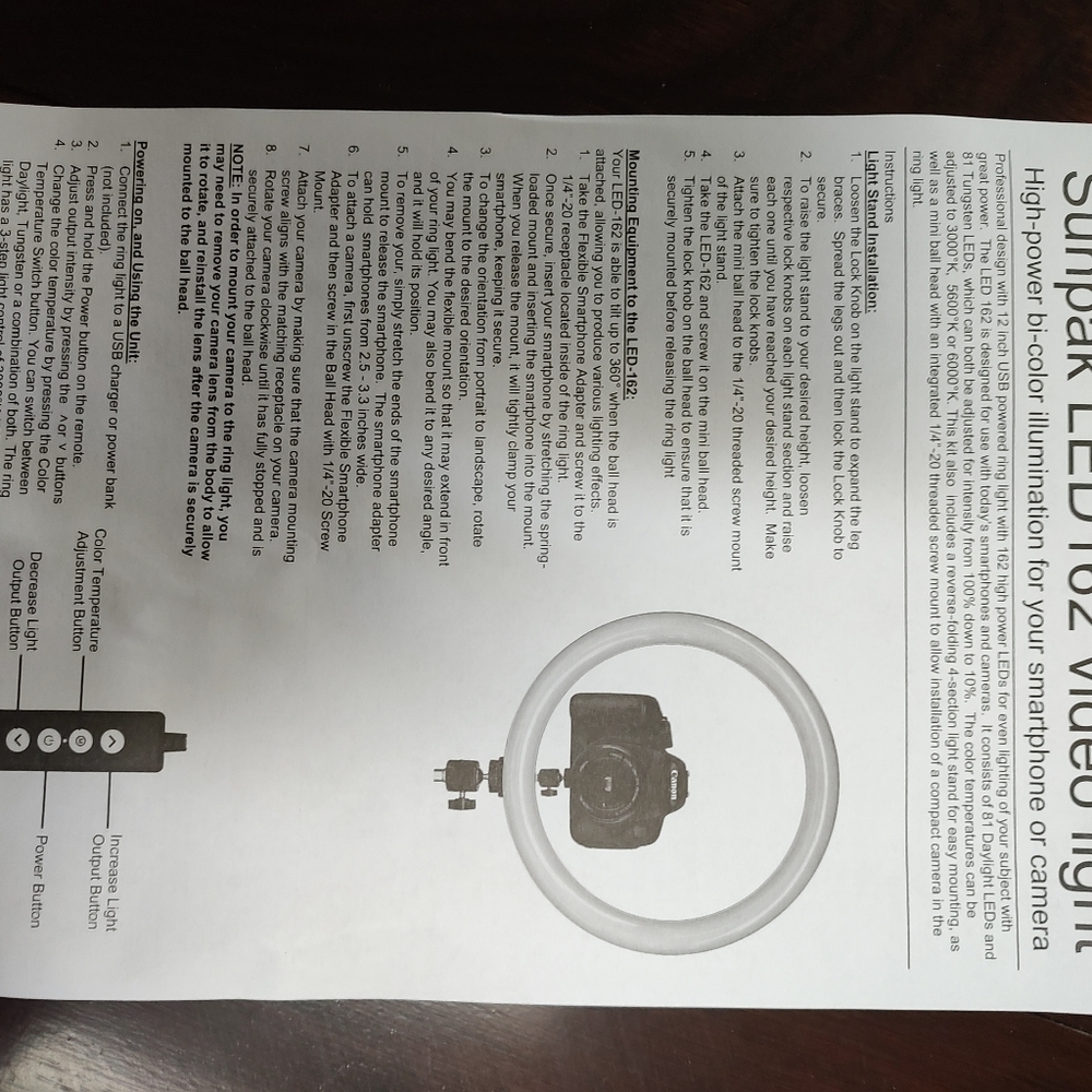SunPak 12" Bi-Color LED Ring w/stand - Picture 5 of 5